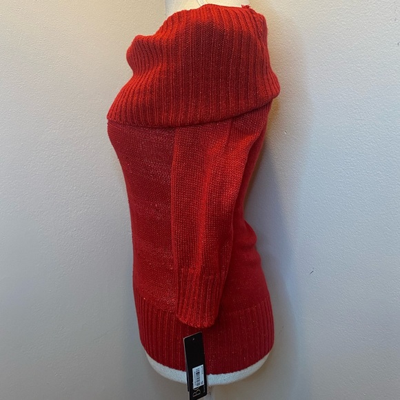 BCX Red Sparkle Off-the-Shoulder Sweater - Picture 4 of 7